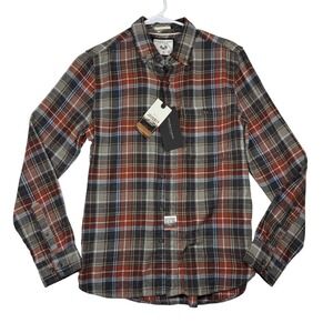 Denim & Flower Plaid Flannel Shirt Men's Size S Red Black Gray Button  Up NWT